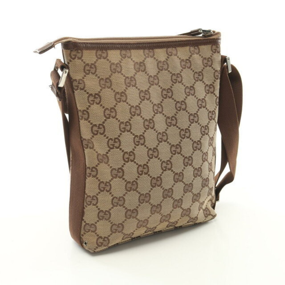 Gucci Brown Bag Shoulder Leather GG Canvas Beige - Picture 1 of 7